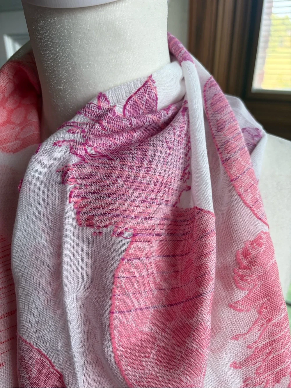 Talbots Pink Pineapple Patterned Scarf